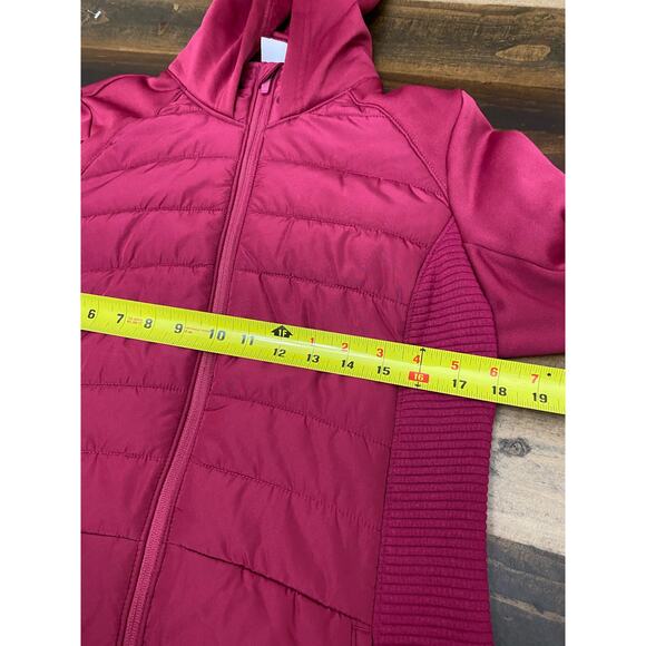 Tek Gear Quilted Long Mixed Media Jacket Midweight Full Zip Hooded Size M - Picture 11 of 12